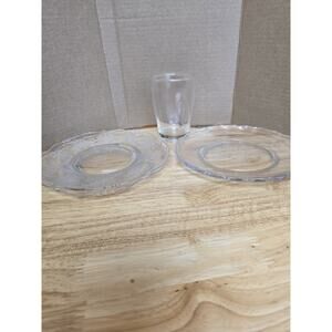 Heisey Orchid Etched Clear Glass Salad Plates Set of 2 Plus 1 Other Plate/cup